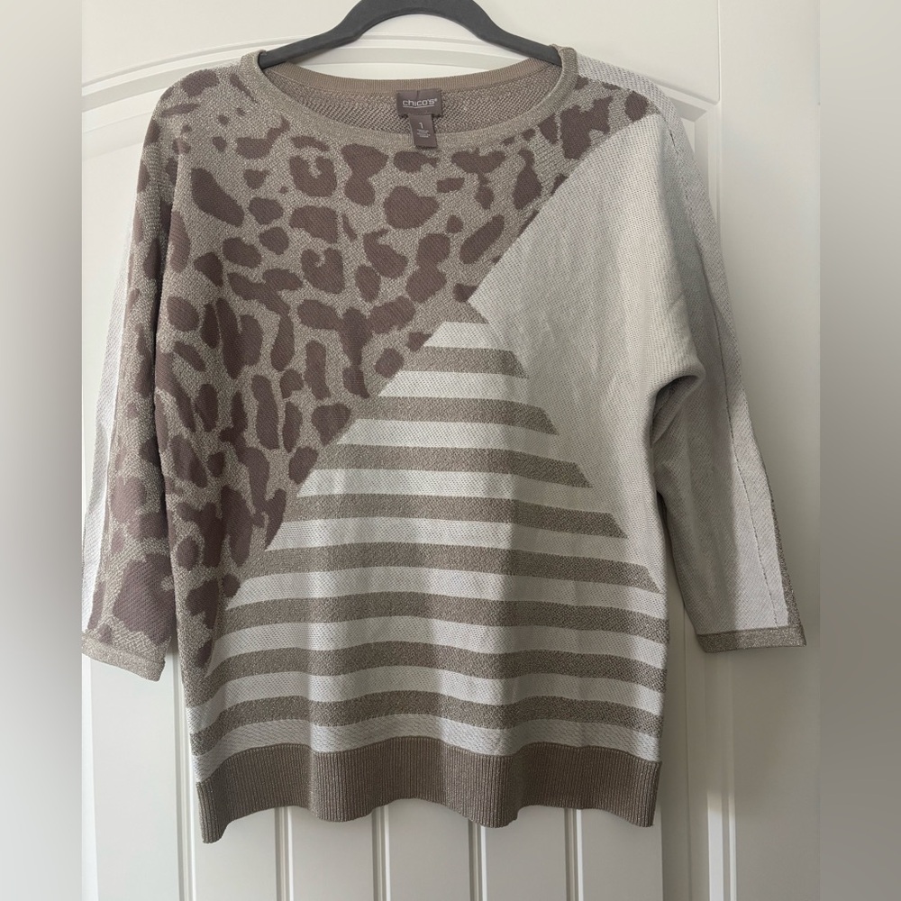 Chico's Animal Print Sweater Top